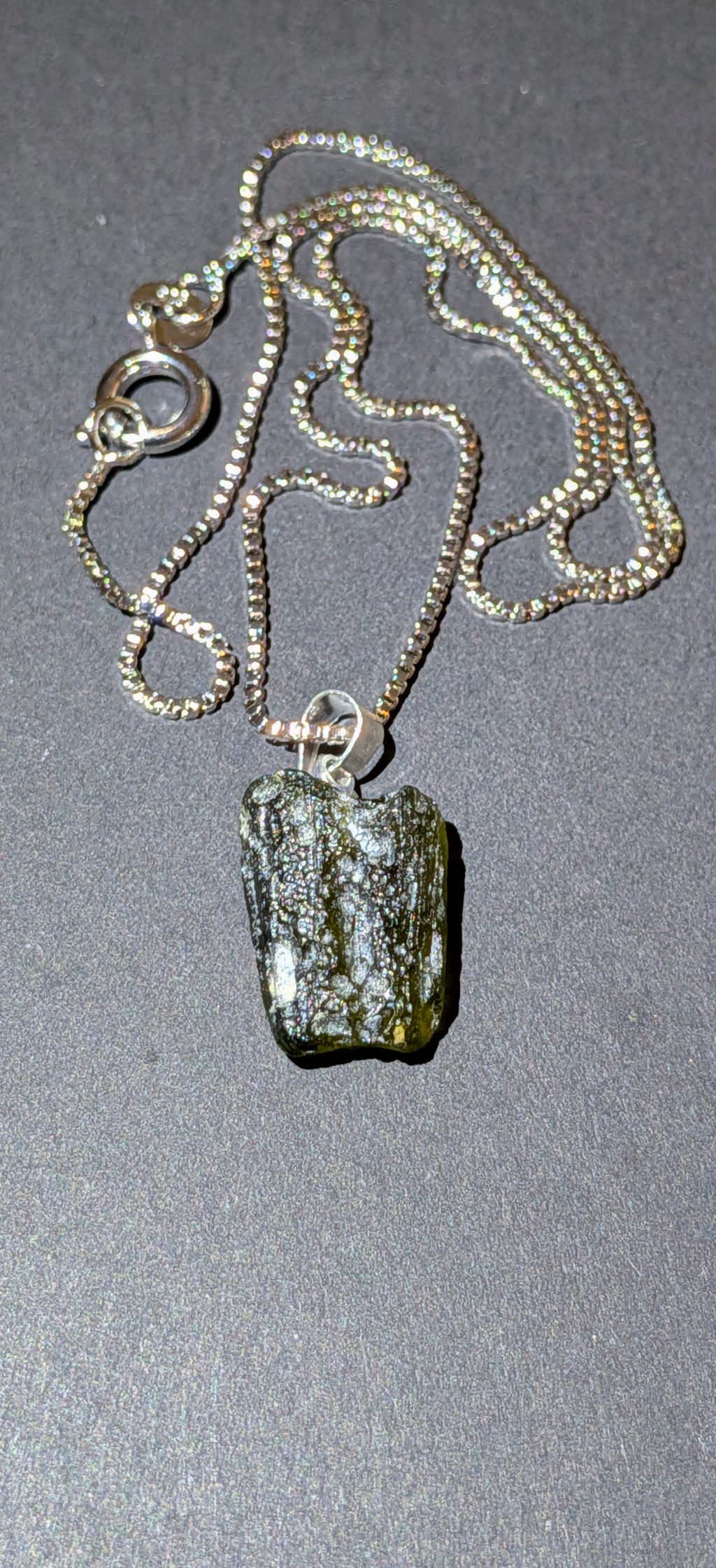 925 Silver Pendant With Moldavite #76