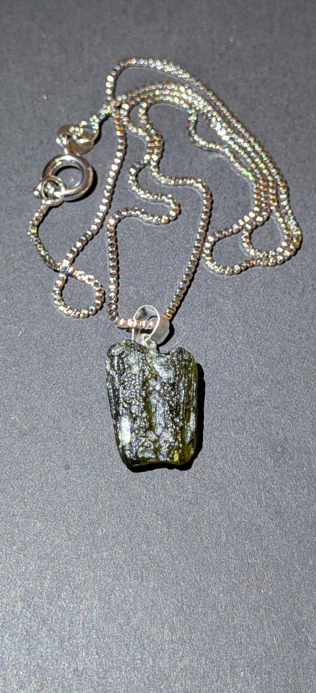 925 Silver Pendant With Moldavite #76