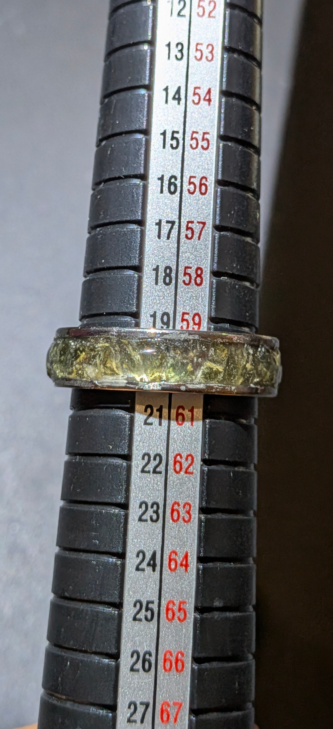 Stainless Steel Ring With Polished Moldavite Chips Mosaic #73